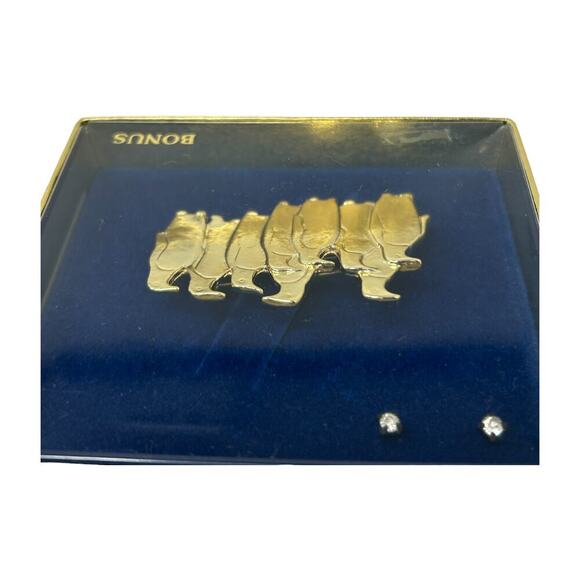 Vintage Gold Tone Penguin Brooch Pin Flock of 9 Family Resilience Adaptability - Picture 3 of 8